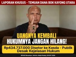 Temuan Dana BOK Kayong Utara Rp434.737.000 Disetor Ke Kasda — Publik Pertanyakan Status Hukum Perkara