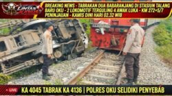 Tabrakan Dua KA Babaranjang di Stasiun Talang Baru OKU, Dua Lokomotif Terguling dan Empat Awak Luka